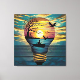 Zonsondergang Serenity: Roeien in de Gouden Gloed Canvas Afdruk