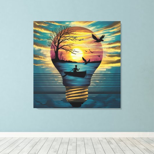 Zonsondergang Serenity: Roeien in de Gouden Gloed Canvas Afdruk (Insitu (Houten vloer))