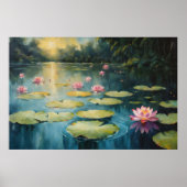 Zonsondergang Serenity: Waterlelies op de vijver Poster (Voorkant)