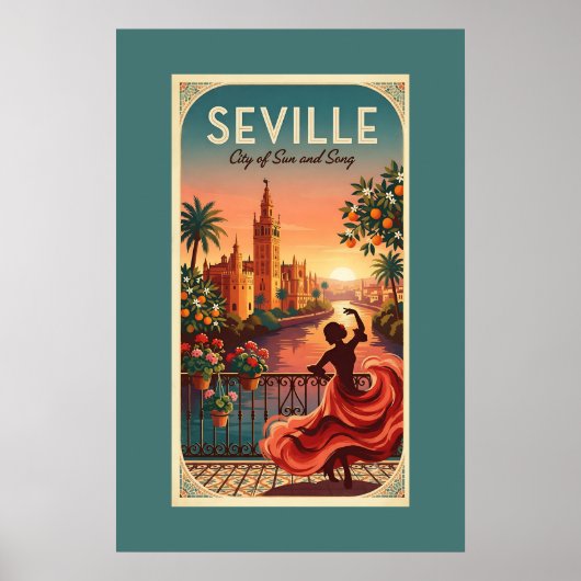 Zonsondergang Sevilla Flamenco Poster (Voorkant)