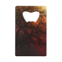 Zonsondergang Silhouet Boom Kunst Creditkaart Flessenopener