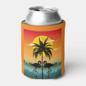 Zonsondergang Silhouet Flamingo Lover Zomer Vibes Blikjeskoeler (Blikje Voorkant)