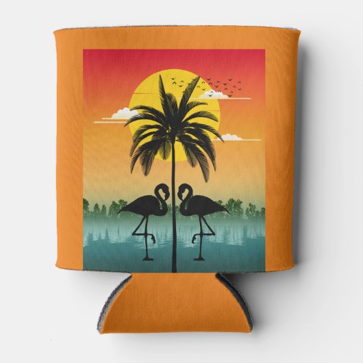 Zonsondergang Silhouet Flamingo Lover Zomer Vibes Blikjeskoeler (Voorkant)