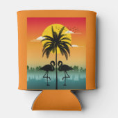 Zonsondergang Silhouet Flamingo Lover Zomer Vibes Blikjeskoeler (Achterkant)