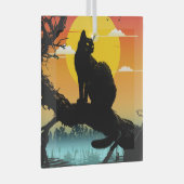 Zonsondergang Silhouet Kat En Boom Glas Ornament (Voorkant Rechts)
