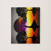 Zonsondergang Silhouet Kunst met Kleurrijke Zonson Legpuzzel (Verticaal)