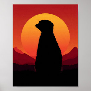 Zonsondergang Silhouet Muurkunst – Majestueus Dier Poster