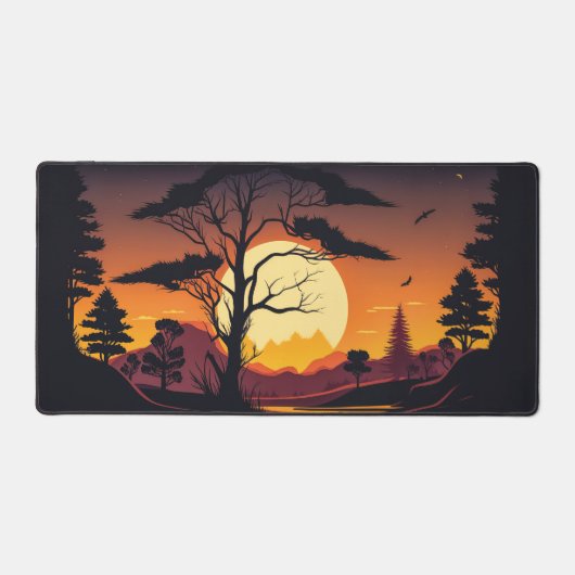 Zonsondergang-Silhouetten-Bomen-Bergen-Natuur bure Bureaumat (Voorkant)