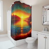 "Zonsondergang silhouetten boven water" Douchegordijn (In situ)