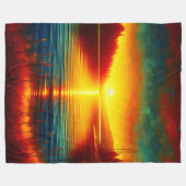 "Zonsondergang silhouetten boven water" Fleece Deken (Voorkant (Horizontaal))