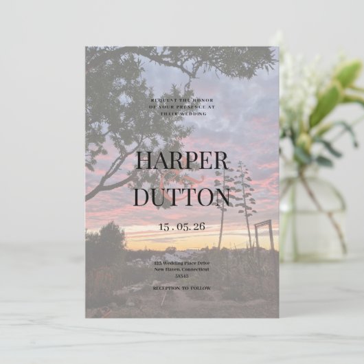 Zonsondergang sinaasappel geel mooi platteland bru kaart (Staand voorkant)