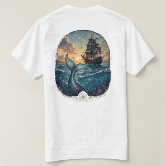 Zonsondergang Sirene & Schaduw T-shirt (Design achterkant)