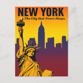 Zonsondergang Skyline van New York City Briefkaart