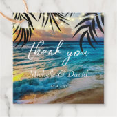 Zonsondergang Slingerlichten Strand Bedankjes Labels (Voorkant)