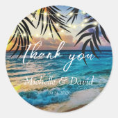 Zonsondergang Slingerlichten Strand Ronde Sticker (Voorkant)