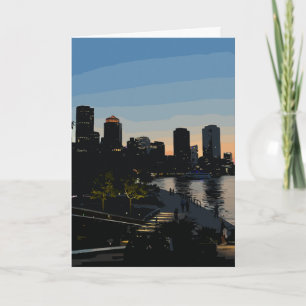 Zonsondergang stadsgezicht Boston Seaport Kaart