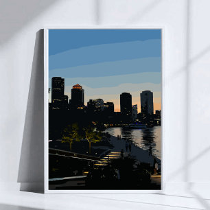 Zonsondergang stadsgezicht Boston Seaport Poster