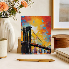 Zonsondergang stadsgezicht Brooklyn Bridge NYC Briefkaart
