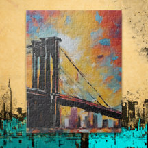 Zonsondergang Stadsgezicht Brooklyn Bridge NYC