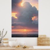Zonsondergang Stadssilhouet Poster (Keuken)