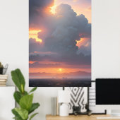 Zonsondergang Stadssilhouet Poster (Thuiskantoor)