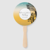 Zonsondergang Stary Lights Tropisch Strand Bruilof Handwaaier (Voorkant)