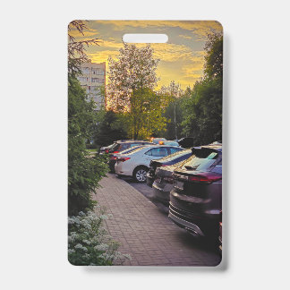 Zonsondergang Steegje Foto Badge – Aanpasbaar