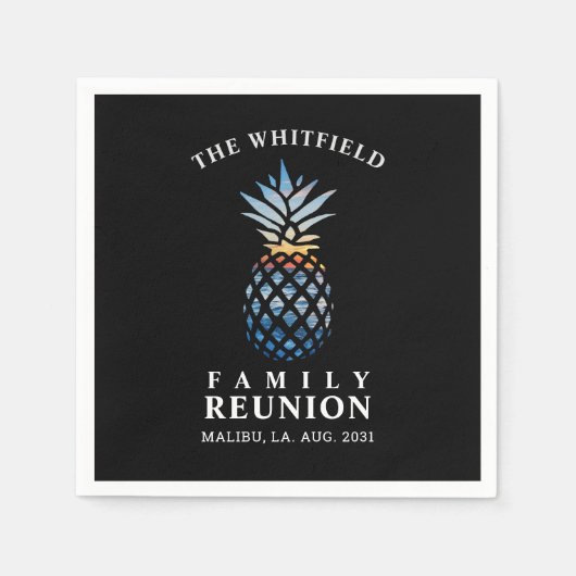 Zonsondergang Strand Ananas met Oceaan Aangepaste  Servet (Voorkant)