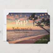 Zonsondergang Strand Bruiloft, Palmen, Lichten RSV Kaart (Voorkant)