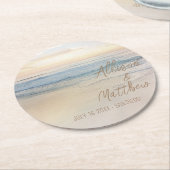 Zonsondergang Strand Bruiloft Ronde Kartonnen Onderzetter (Gebogen)