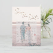 Zonsondergang Strand Bruiloft Save the Date Kaart (Staand voorkant)
