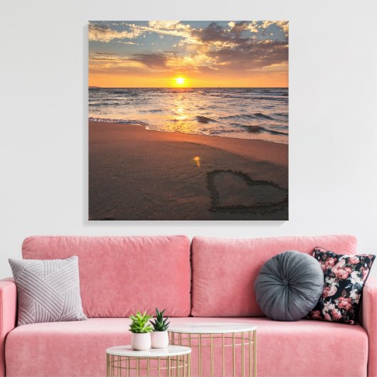 Zonsondergang Strand Canvas Muurkunst |Serene Ocea Afdruk (Insitu (Woonkamer))