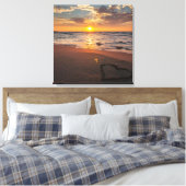 Zonsondergang Strand Canvas Muurkunst |Serene Ocea Afdruk (Insitu (Slaapkamer))