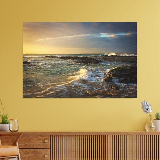 Zonsondergang Strand Canvas Print Afbeelding 22 (Insitu (Woonkamer))