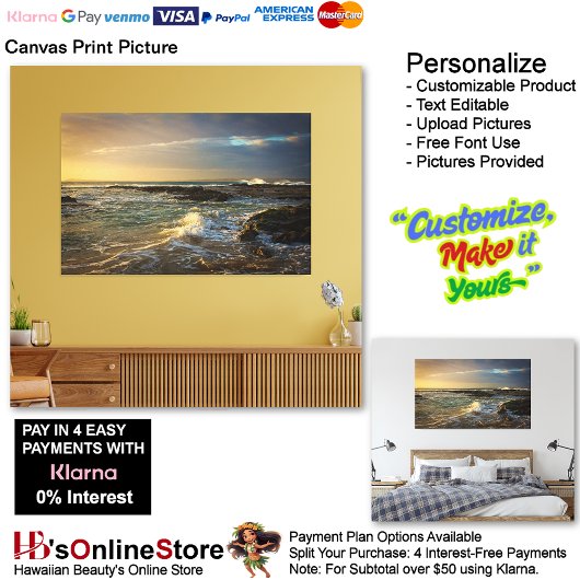 Zonsondergang Strand Canvas Print Afbeelding 22