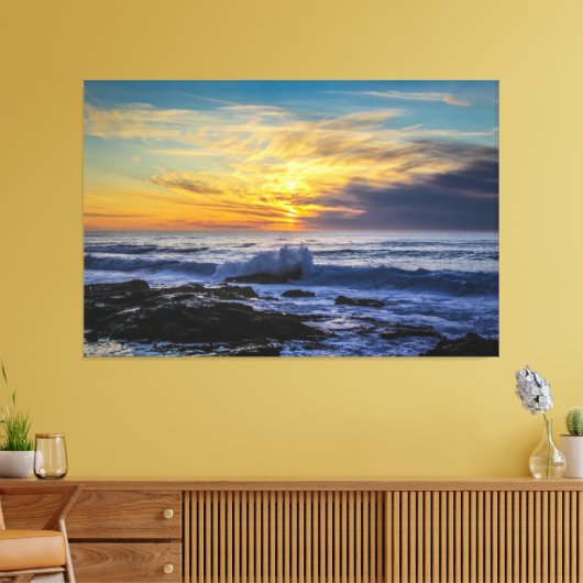 Zonsondergang Strand Canvas Print Afbeelding 33 (Insitu (Woonkamer))