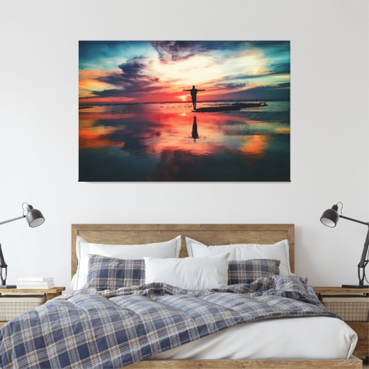 Zonsondergang Strand Canvas Print Afbeelding 34 (Insitu (Slaapkamer))