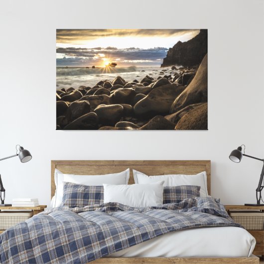Zonsondergang Strand Canvas Print Afbeelding 35 (Insitu (Slaapkamer))