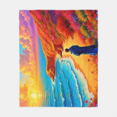 Zonsondergang Strand Eenzaamheid Sereniteit Design Fleece Deken (Voorkant)