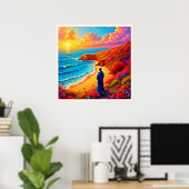 Zonsondergang Strand Eenzaamheid Sereniteit Design Poster (Thuiskantoor)