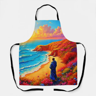 Zonsondergang Strand Eenzaamheid Sereniteit Design Schort