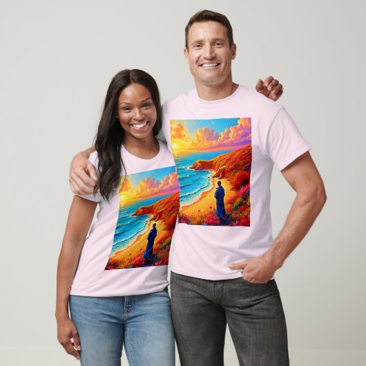 Zonsondergang Strand Eenzaamheid Sereniteit Design T-shirt (Unisex)