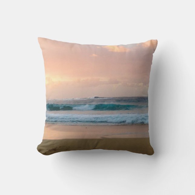 Zonsondergang strand en oceaan  kussen (Voorkant)