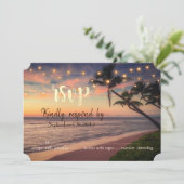 Zonsondergang Strand Huwelijk, Palmen, Lichtjes RS Kaart (Staand voorkant)