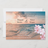 Zonsondergang Strand Huwelijk , Plumeria Uitnodigi Kaart (Voorkant)