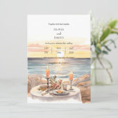 Zonsondergang Strand Kaarslicht Diner Landschap Br Kaart (Staand voorkant)