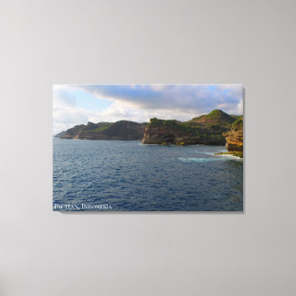 Zonsondergang Strand Klif Klifzijde Landschap Foto Canvas Afdruk