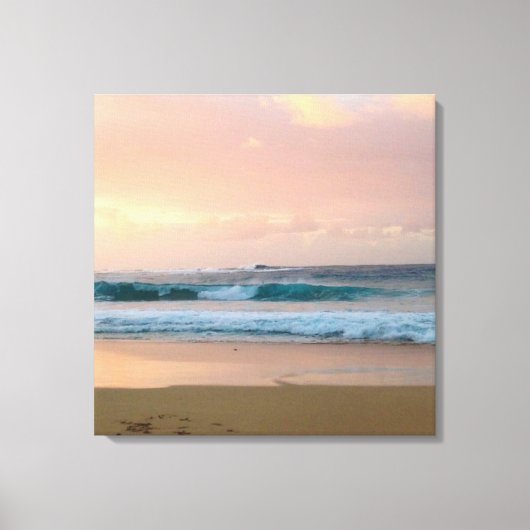 Zonsondergang strand met oceaan canvas afdruk (Voorkant)