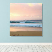 Zonsondergang strand met oceaan canvas afdruk (Insitu (Houten vloer))