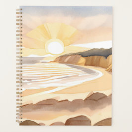 Zonsondergang Strand | Oceaan Aquarel Kust Planner